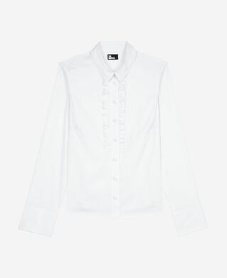 The Kooples FEMME WHITE chemise en popeline avec volants blanche