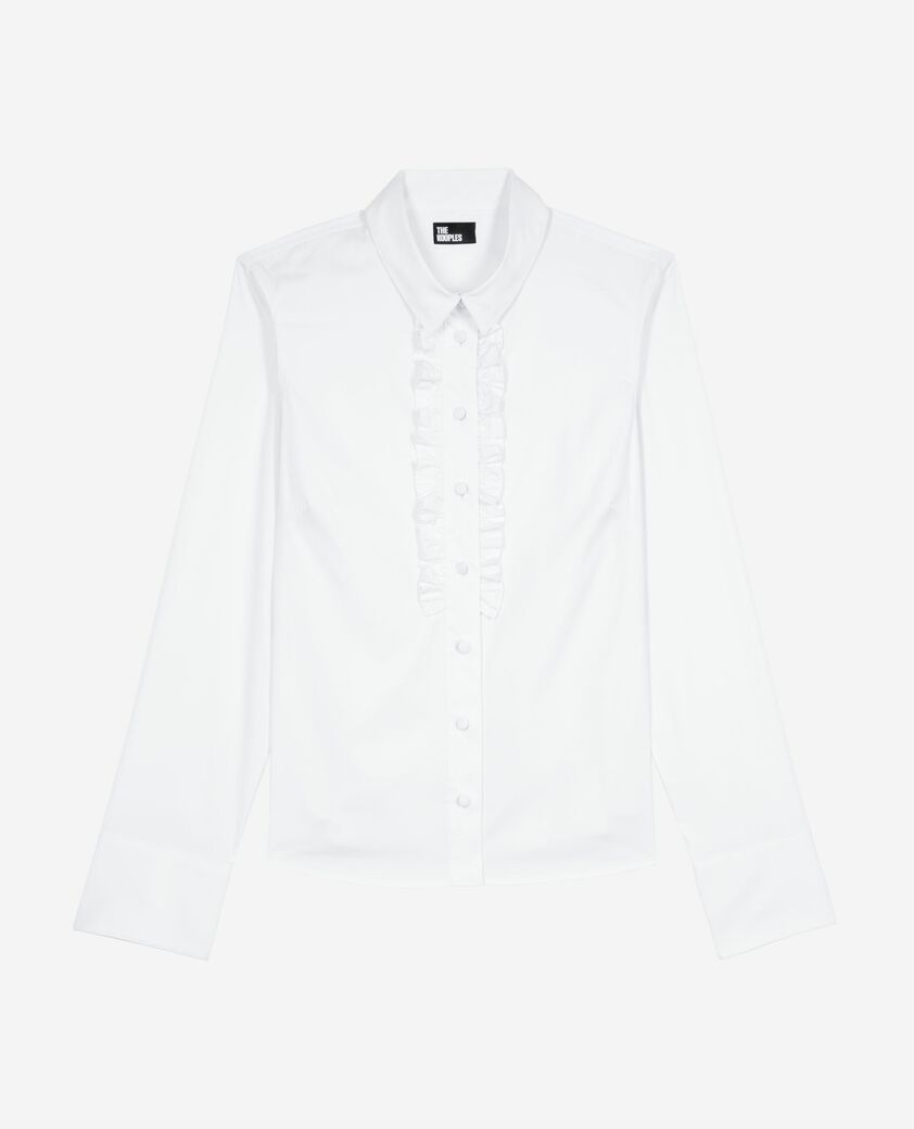 The Kooples FEMME WHITE chemise en popeline avec volants blanche