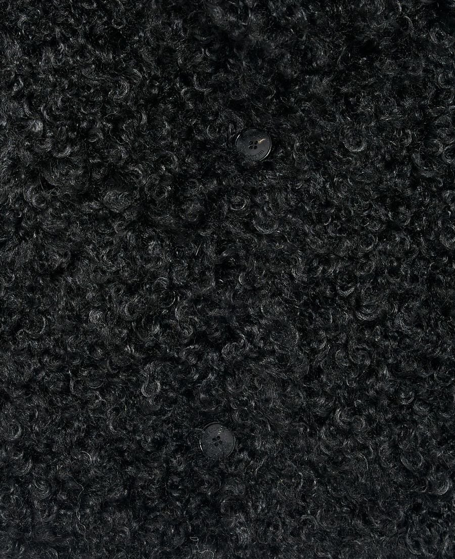 The Kooples DAMEN BLACK kurzer schwarzer mantel mit pelzeffekt