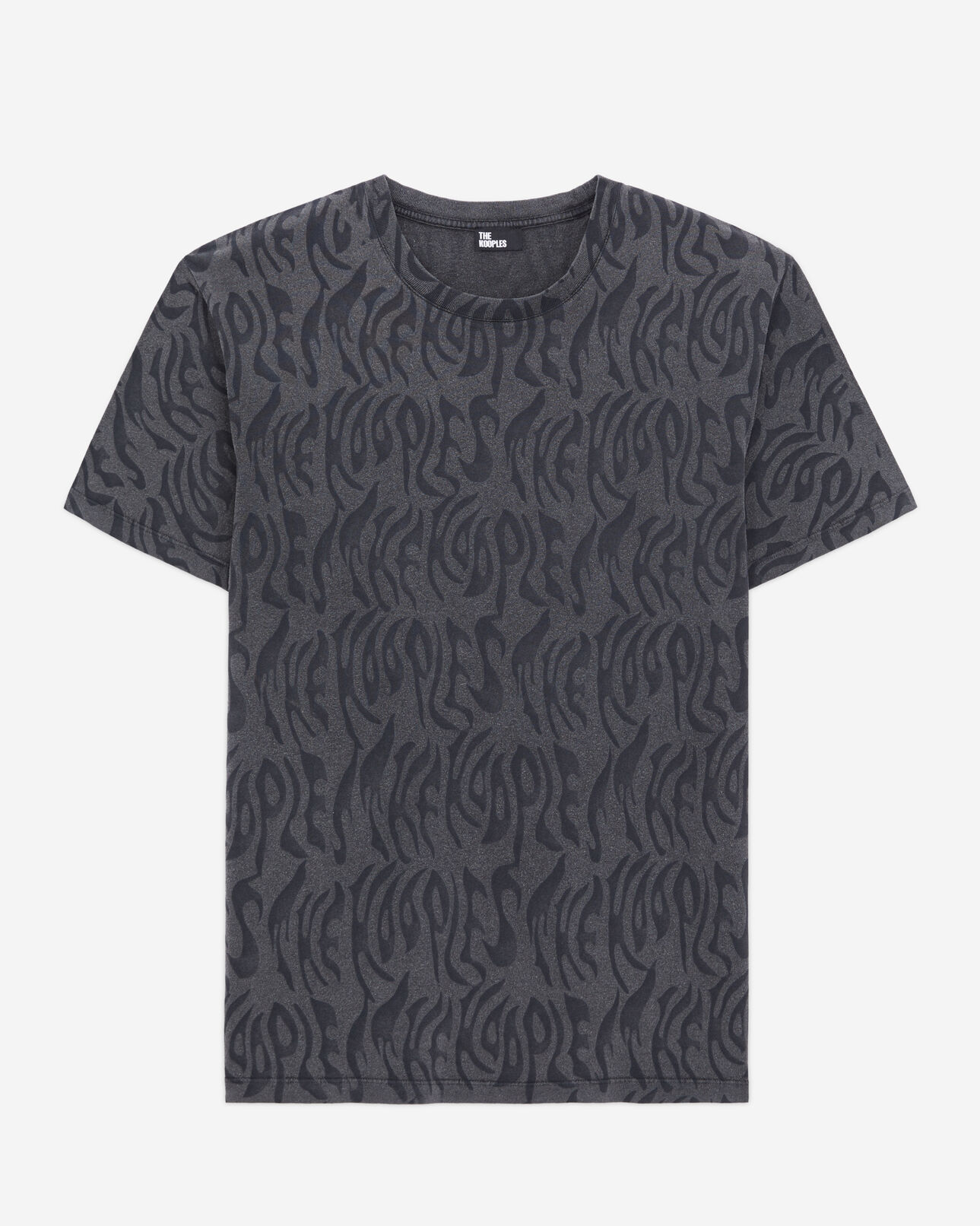 The Kooples MEN BLACK WASHED men's printed t-shirt