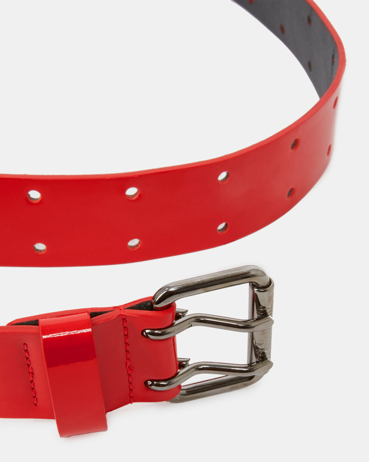 The Kooples MIXED RED red vinyle style leather belt with double notch