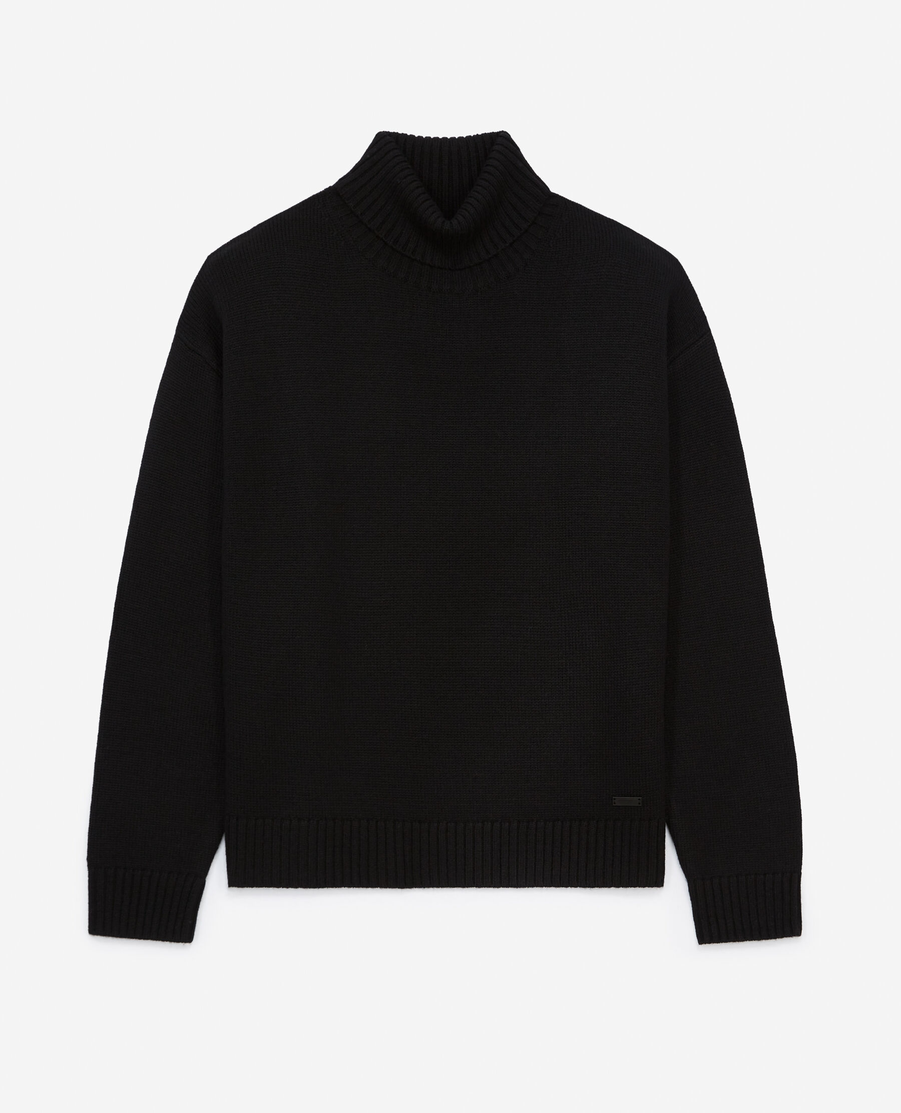 Pull col roulé noir femme oversize sales