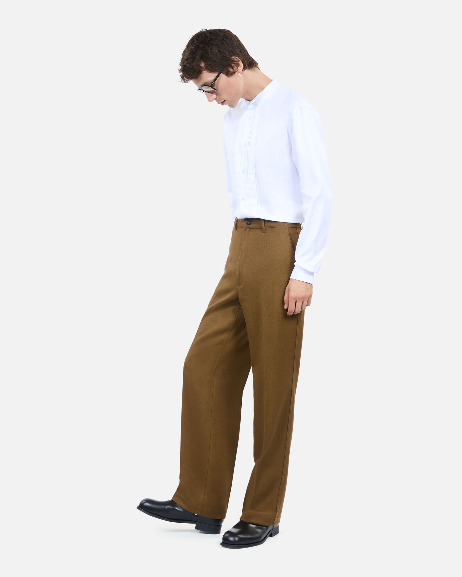 Pantalon en laine kaki, KAKI, hi-res image number null