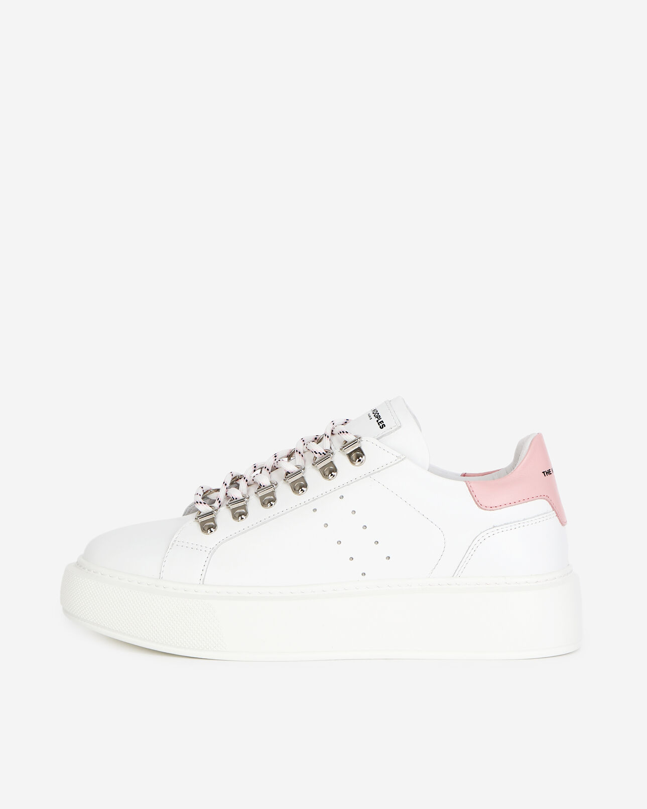 The Kooples FEMME WHITE PINK baskets blanches cuir à détails roses