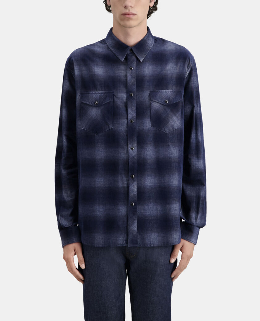 The Kooples HOMME NAVY chemise à carreaux bleus