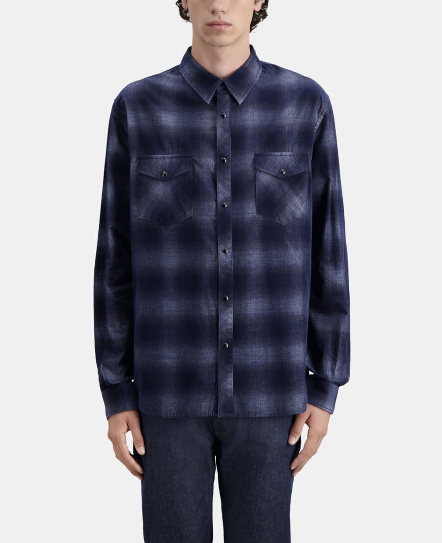 The Kooples HERREN NAVY blau kariertes hemd