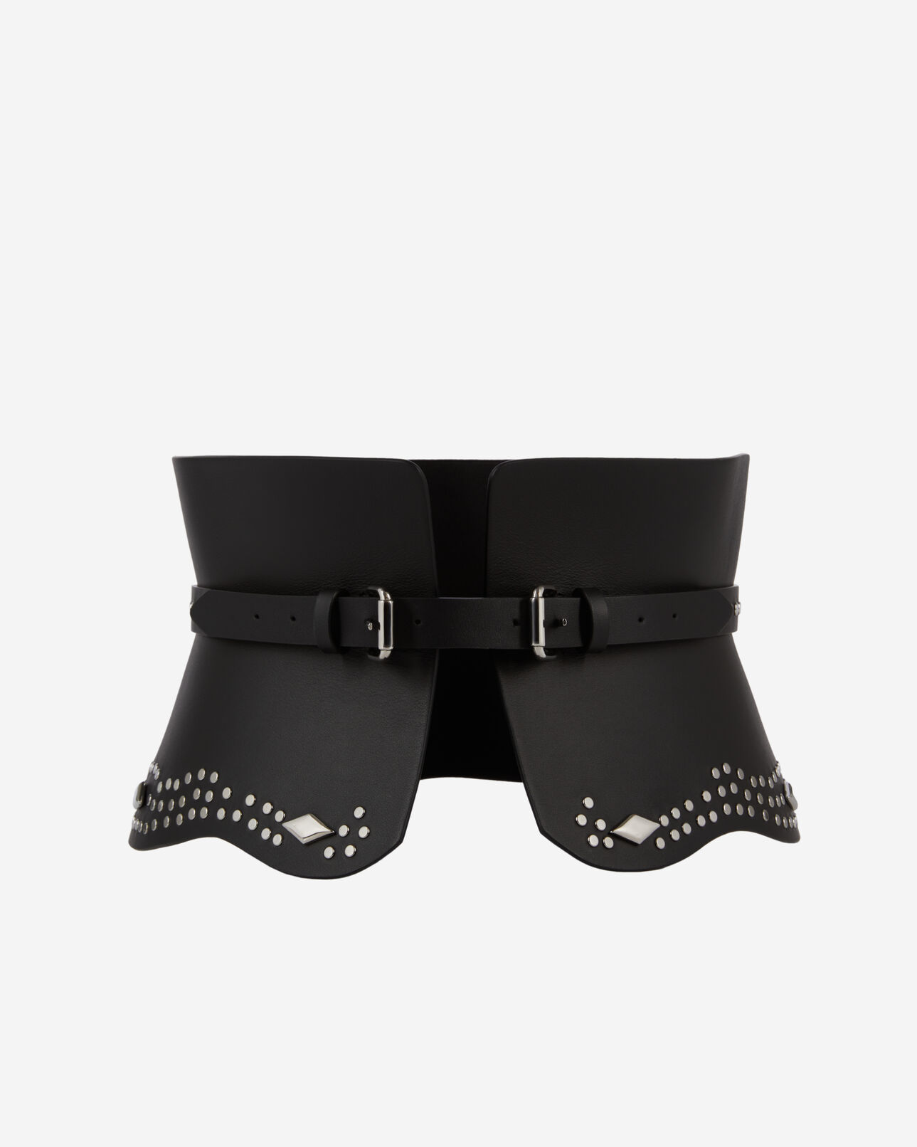 The Kooples FEMME BLACK ceinture corset en cuir noir avec clous