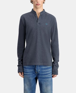 The Kooples H GREY MELANGE grey cotton polo t-shirt