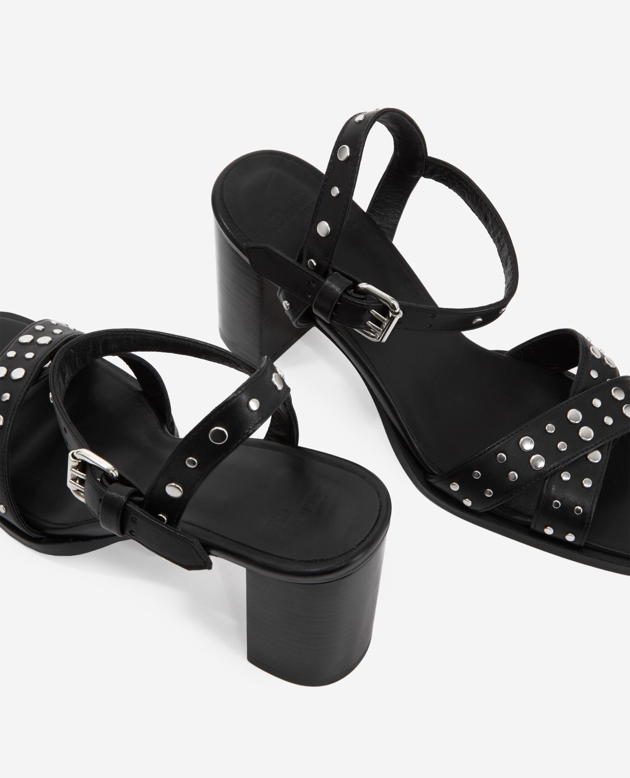 Ledersandalen mit Absatz, BLACK, hi-res image number null