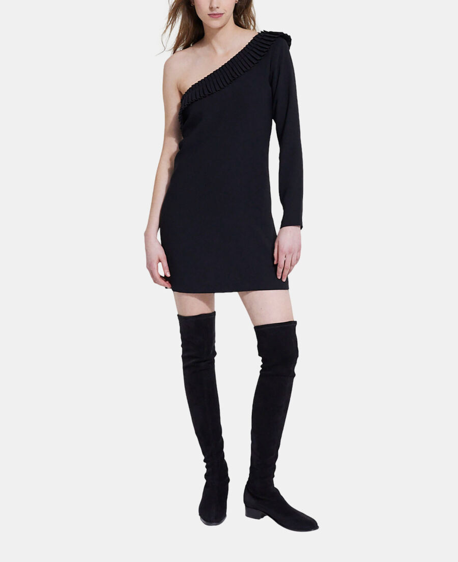 vestido corto negro one shoulder