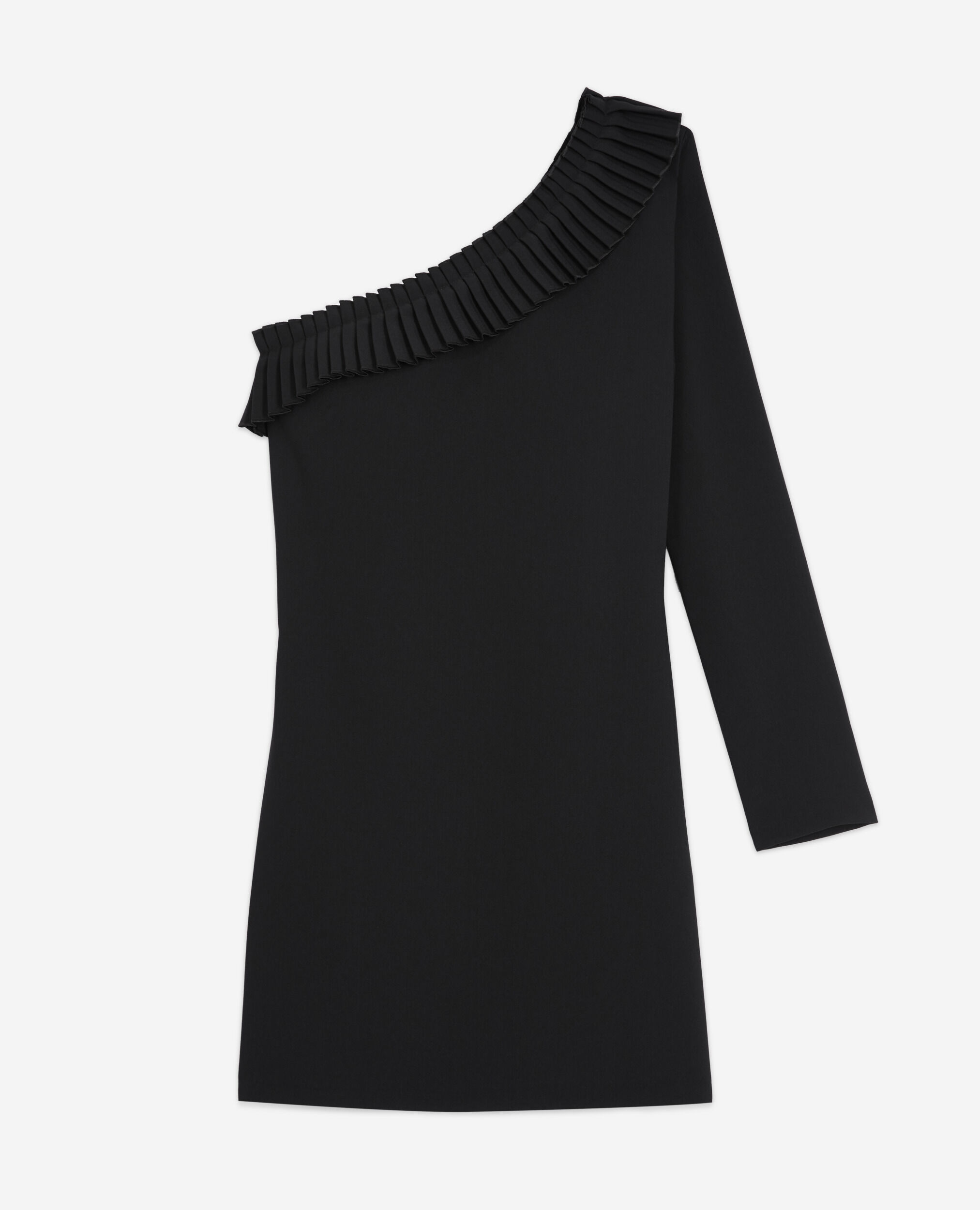 One shoulder short black dress, BLACK, hi-res image number null
