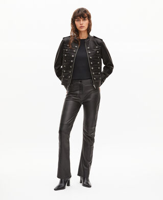 The Kooples FEMME BLACK blouson en cuir style officier noir