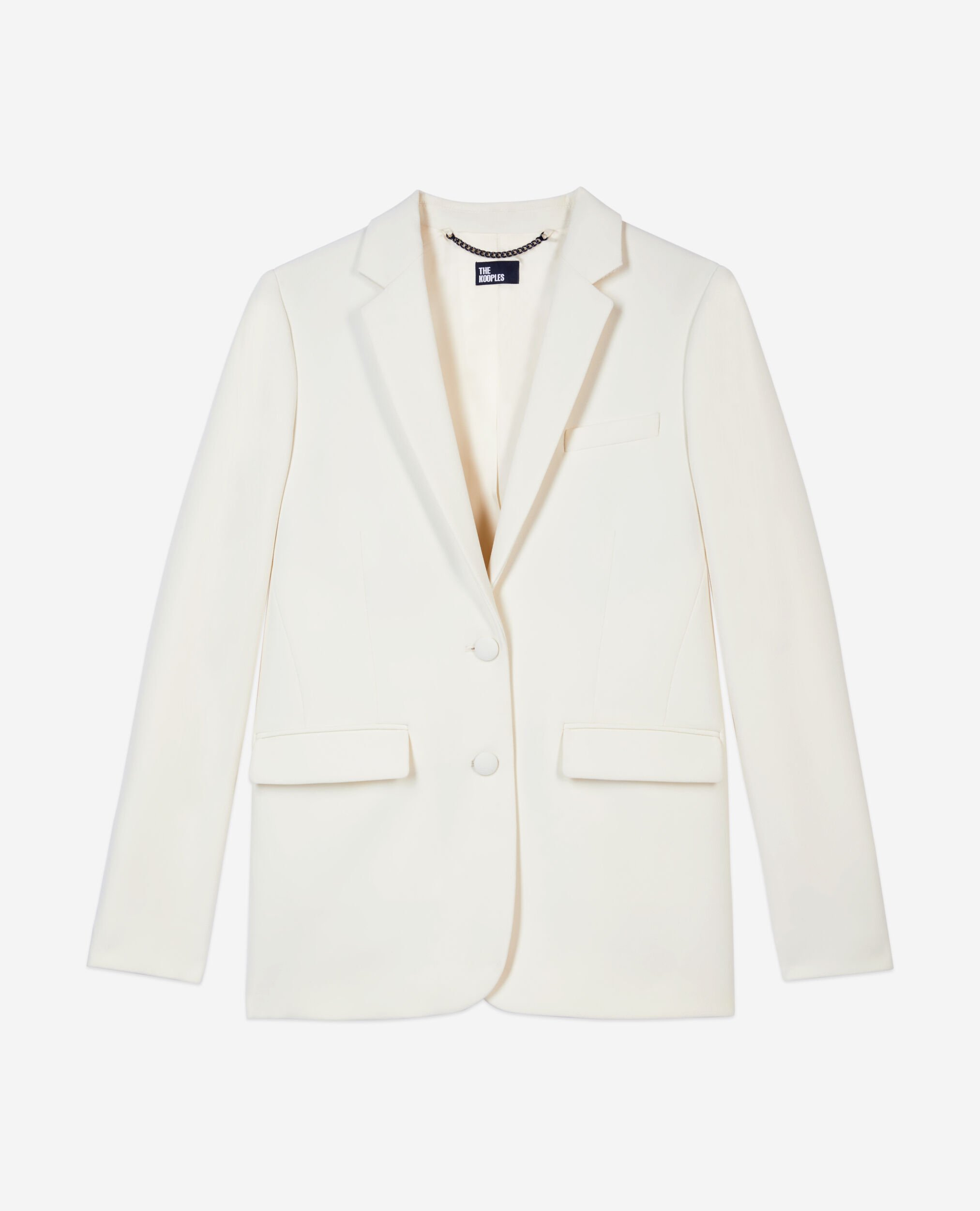 Off-white straight-cut crepe suit jacket, ECRU, hi-res image number null