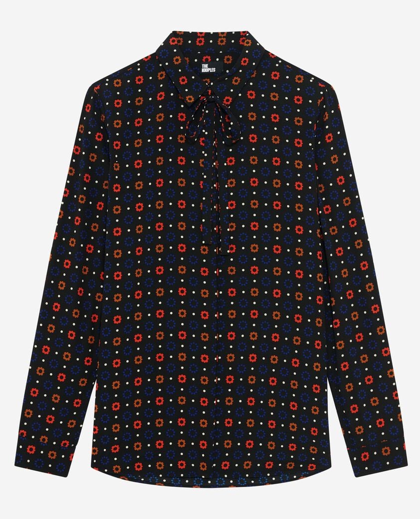 The Kooples WOMEN BLACK MELANGE black print shirt