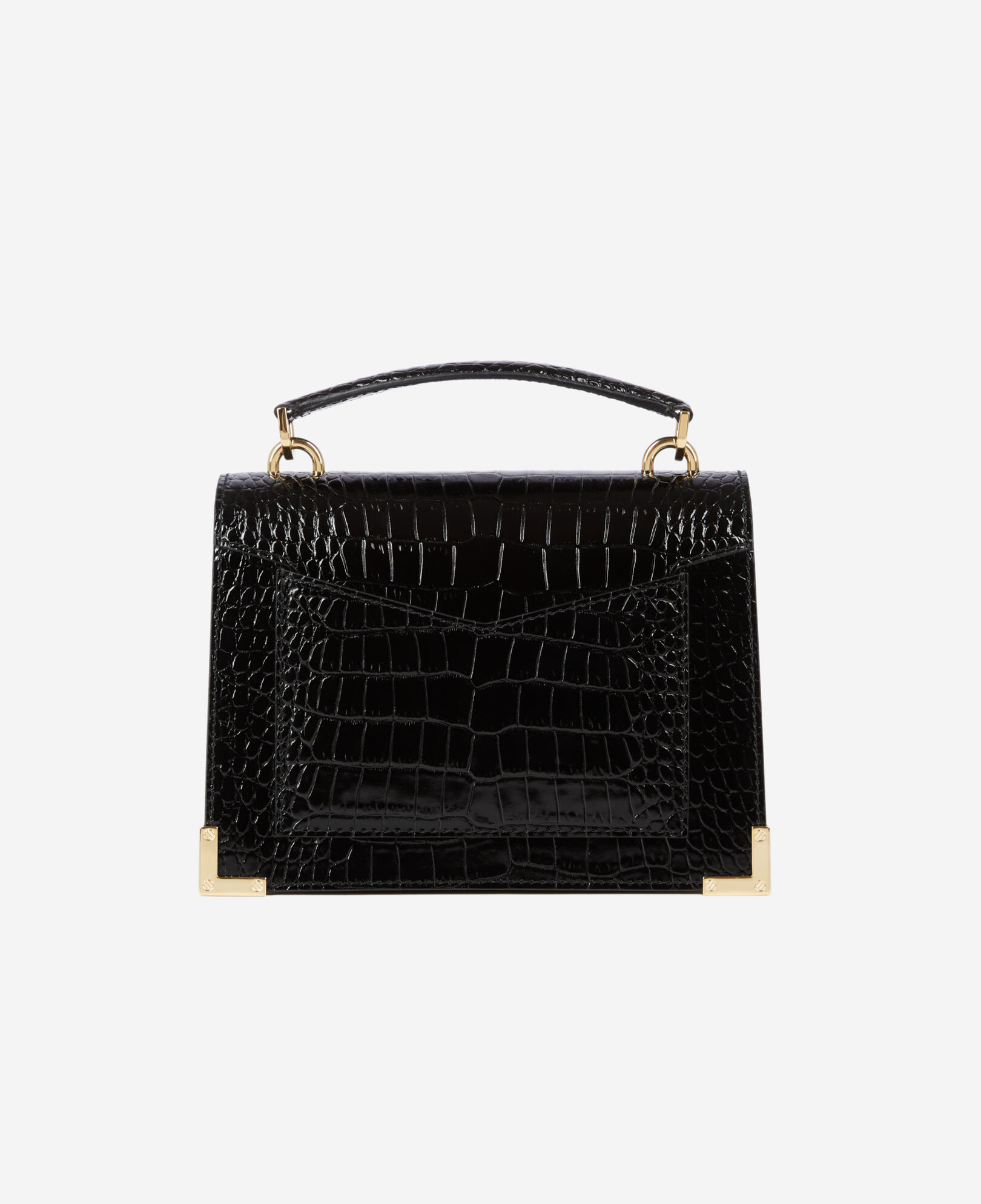 The Kooples DAMEN BLACK kleine emily-tasche aus schwarzem leder mit krokodileffekt