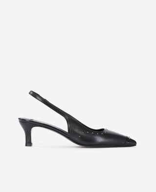 The Kooples F BLACK slingback pumps in black leather with studs