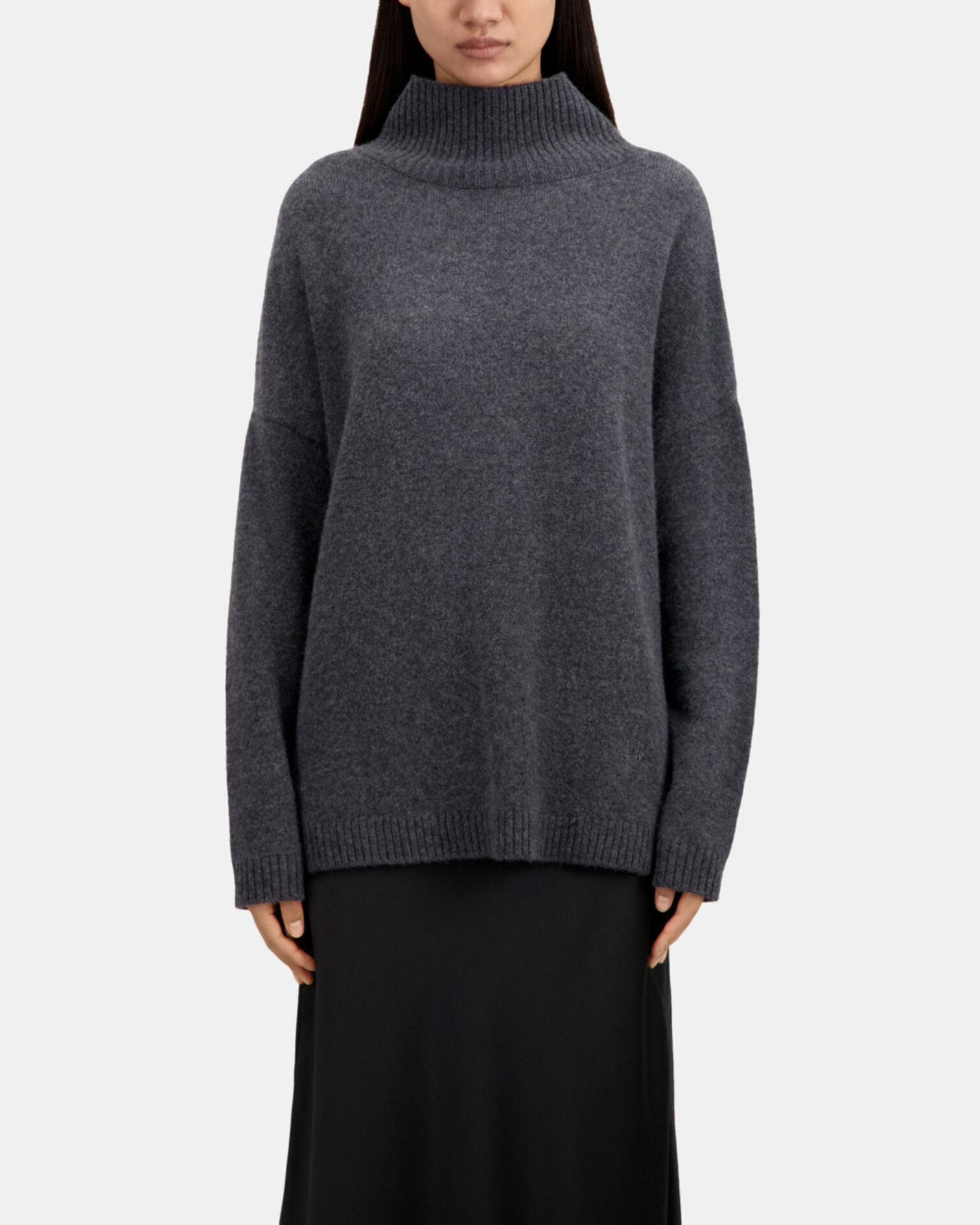 Grey cashmere-blend sweater, ANTHRACITE MELANGE, hi-res image number null