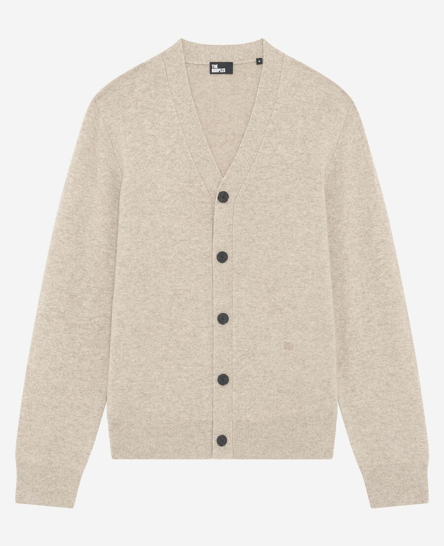 The Kooples HOMME BEIGE MELANGE cardigan en cachemire beige