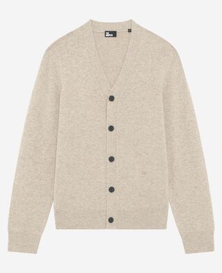 The Kooples HOMME BEIGE MELANGE cardigan en cachemire beige