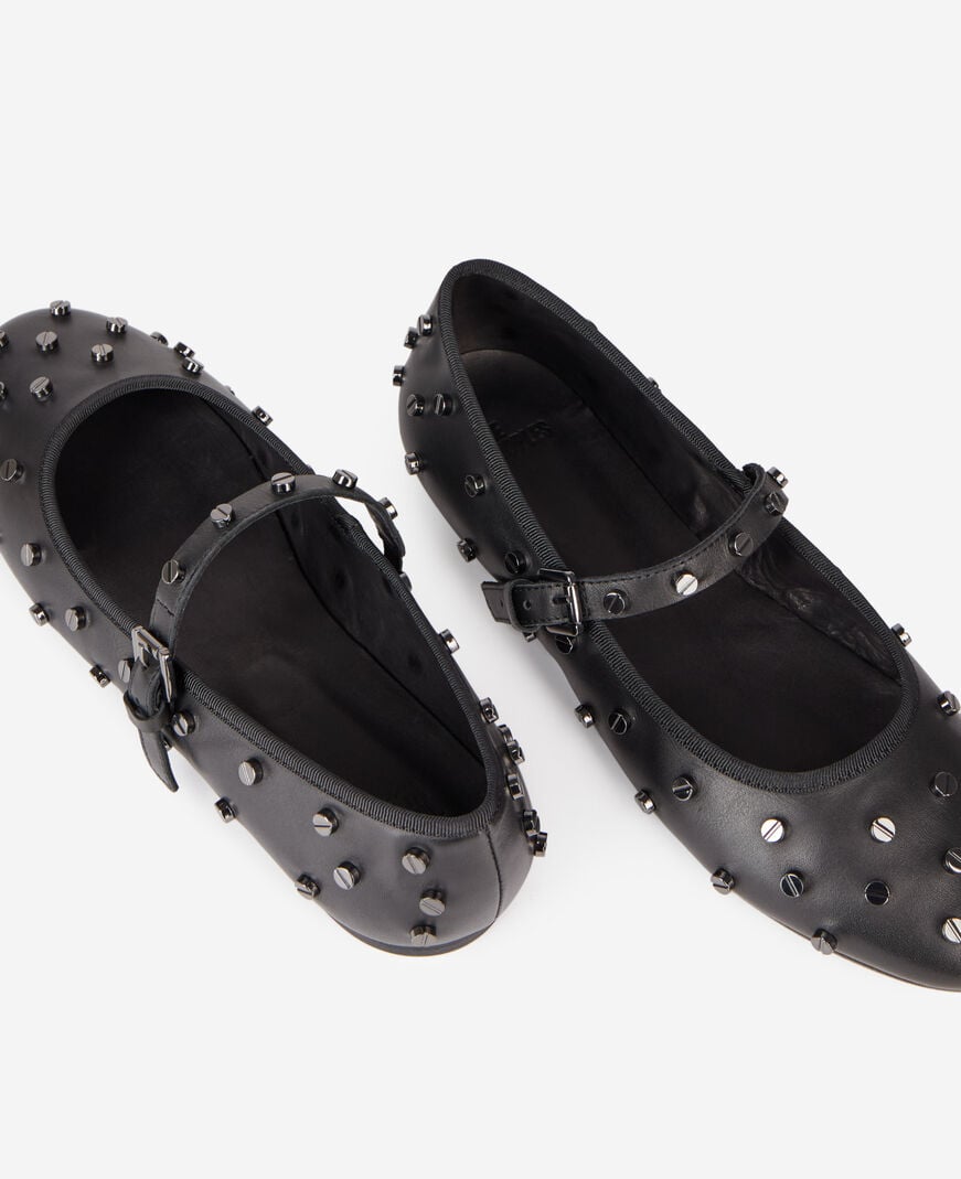 The Kooples FEMME BLACK ballerines en cuir noir avec clous
