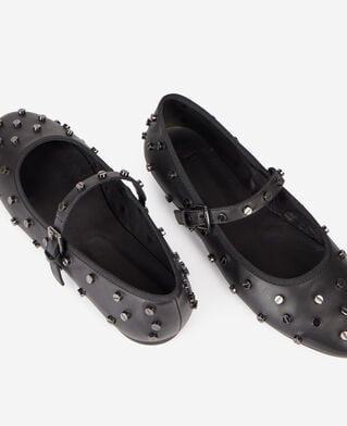 The Kooples FEMME BLACK ballerines en cuir noir avec clous