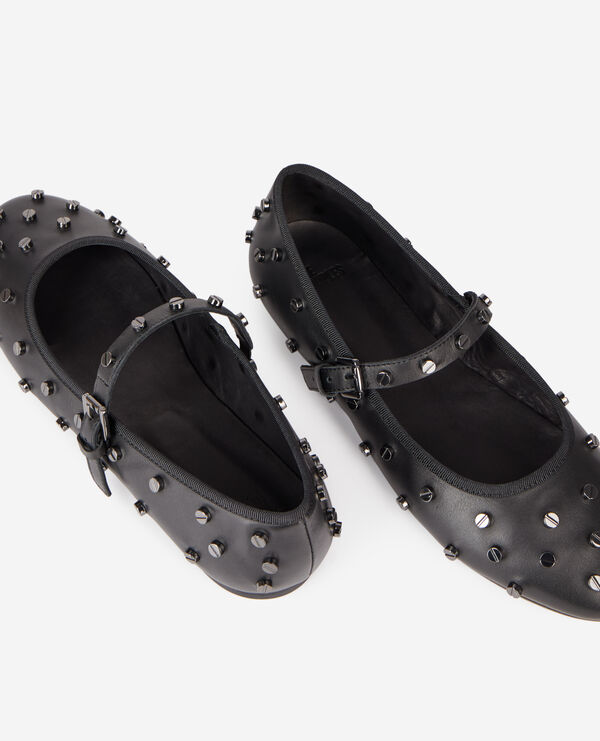 The Kooples WOMEN BLACK black leather ballerinas with studs