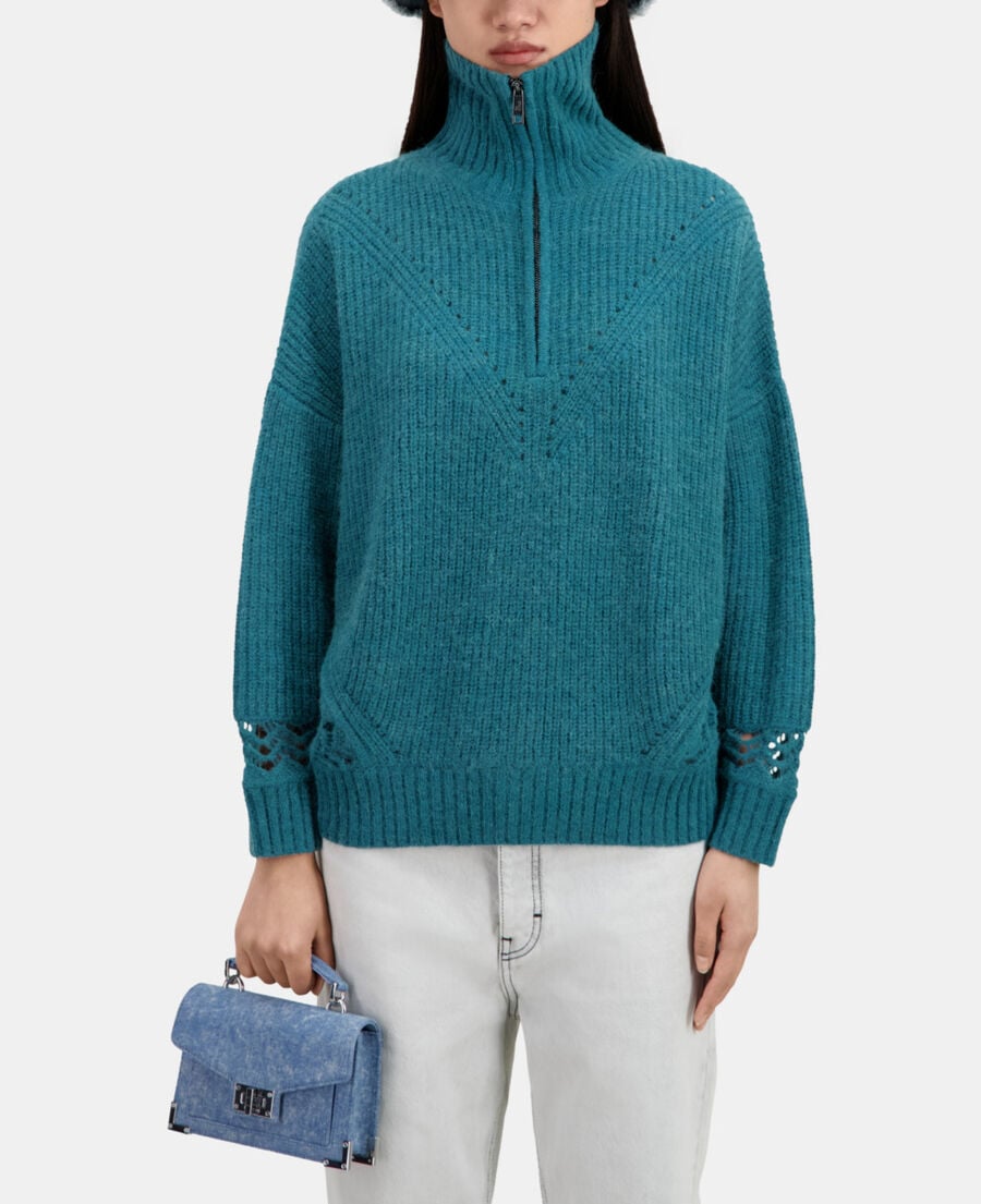 The Kooples FEMME BLUE PETROL pull bleu en laine mélangée