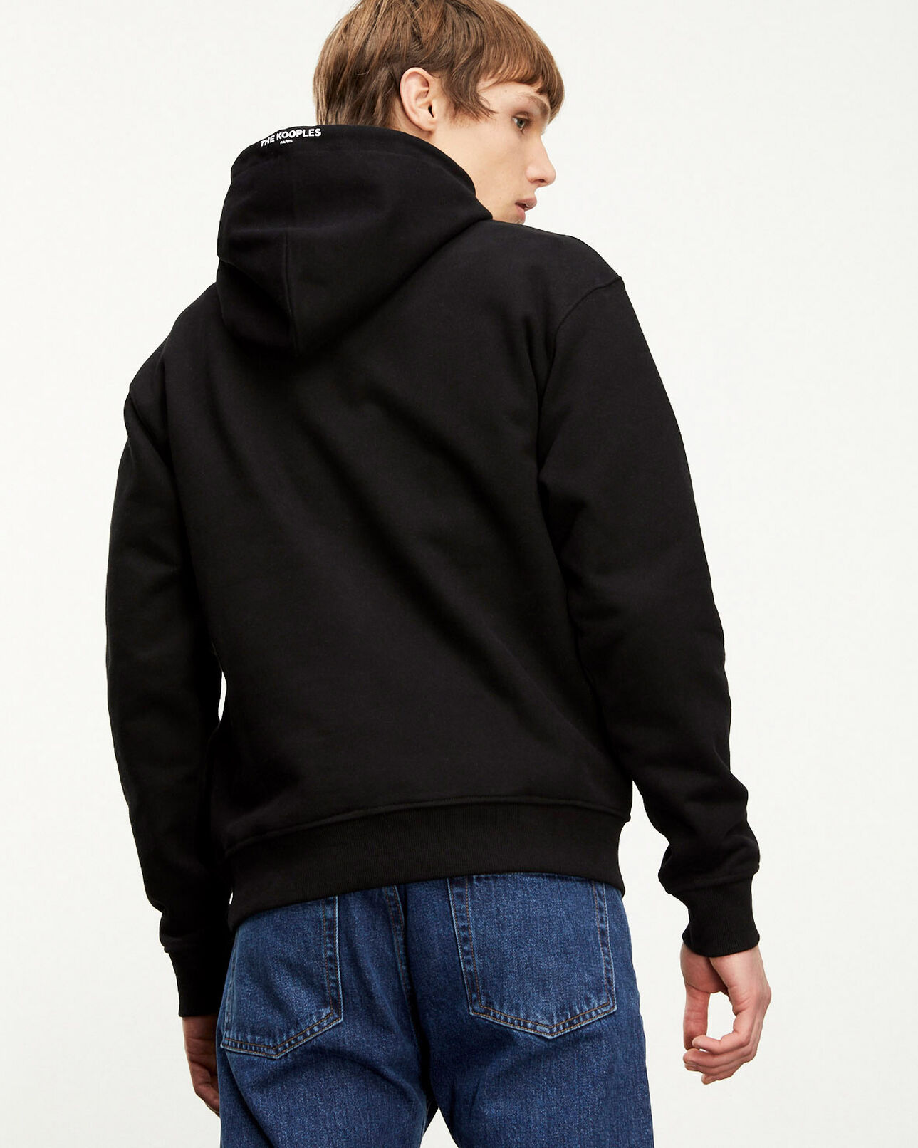 The Kooples MEN BLACK black hoodie with floral embroidery