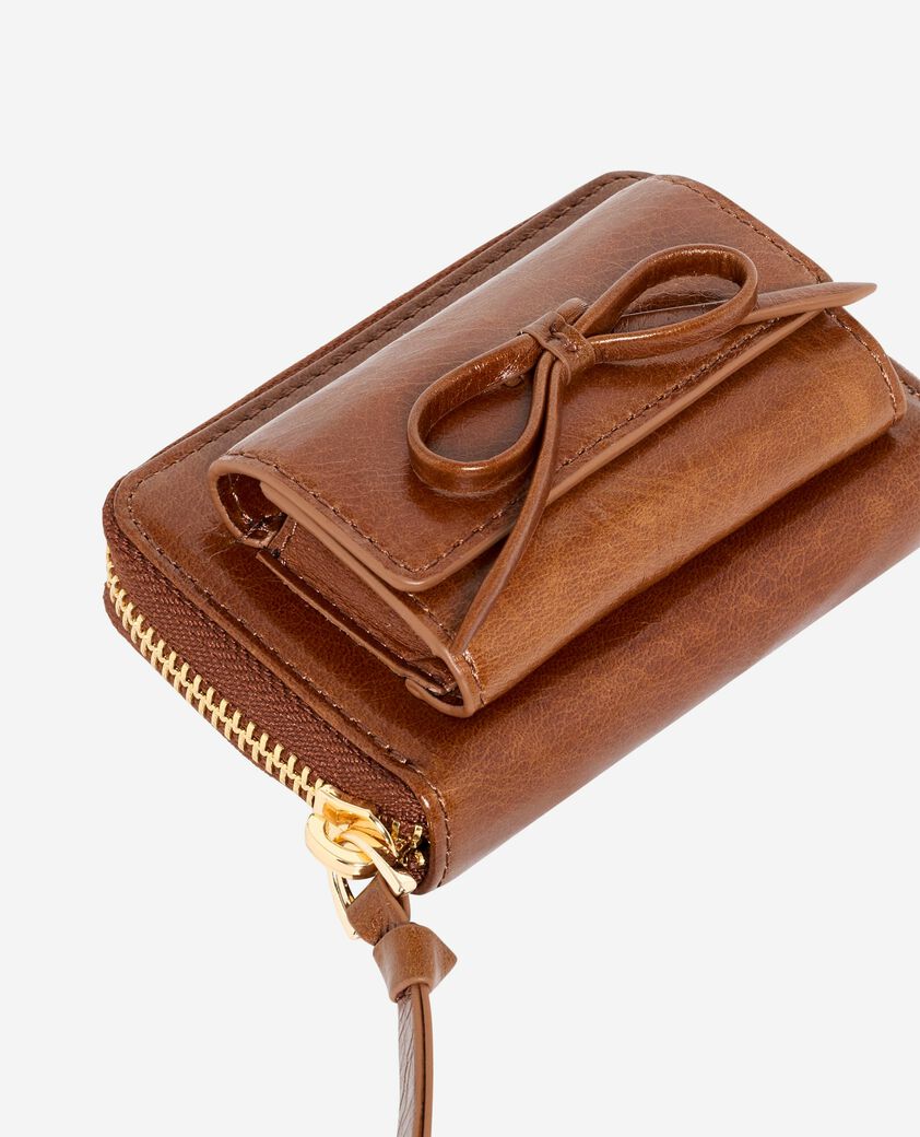 The Kooples WOMEN BROWN amelia brown leather coin purse