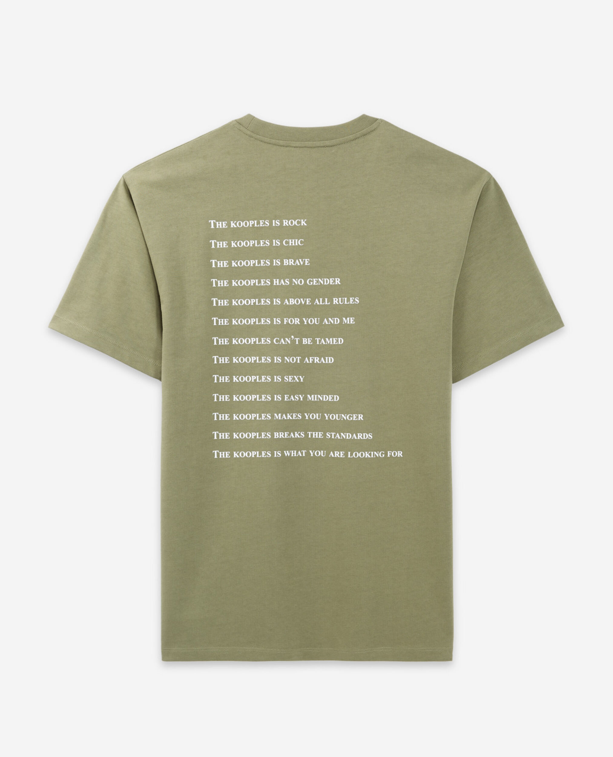 Khaki cotton T-shirt with "What is" print, KAKI, hi-res image number null