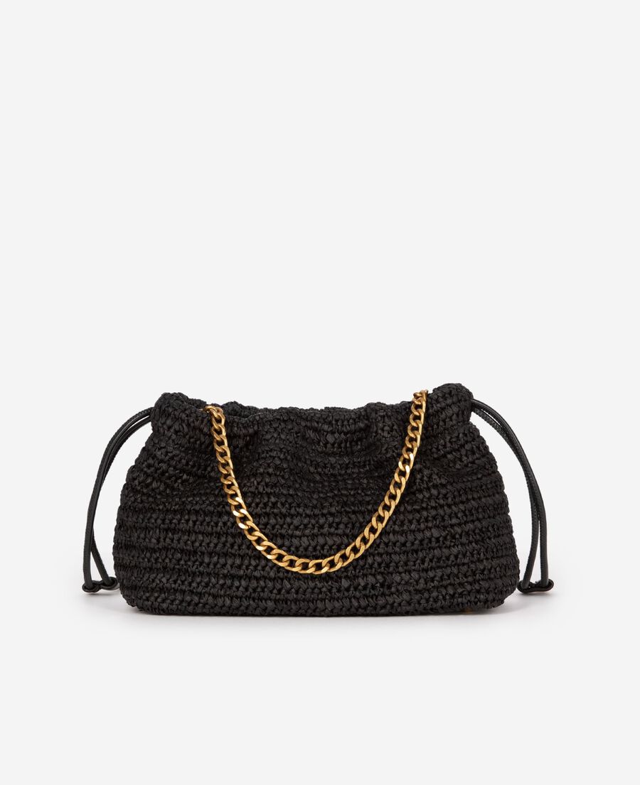 The Kooples WOMEN BLACK taylor bag in black raffia