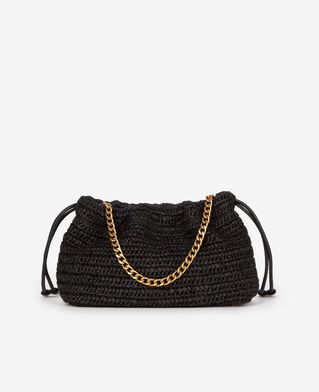 The Kooples WOMEN BLACK taylor bag in black raffia
