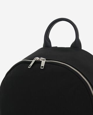 The Kooples MEN BLACK black canvas and grained leather backpack