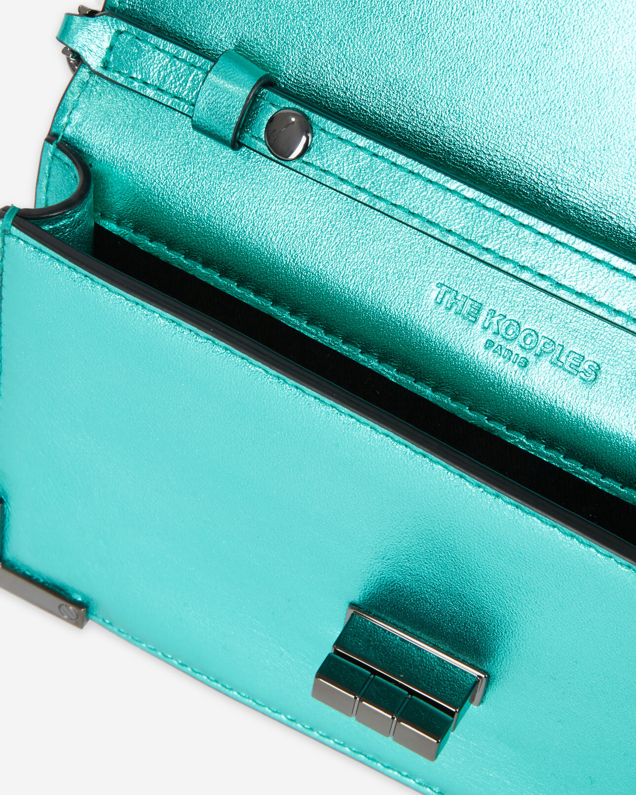 The Kooples WOMEN GREEN small emily clutch bag in green leather