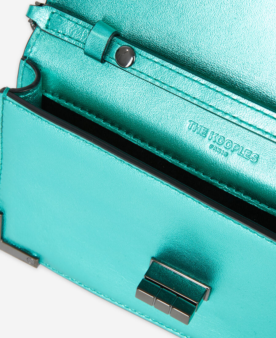small emily clutch bag in green leather