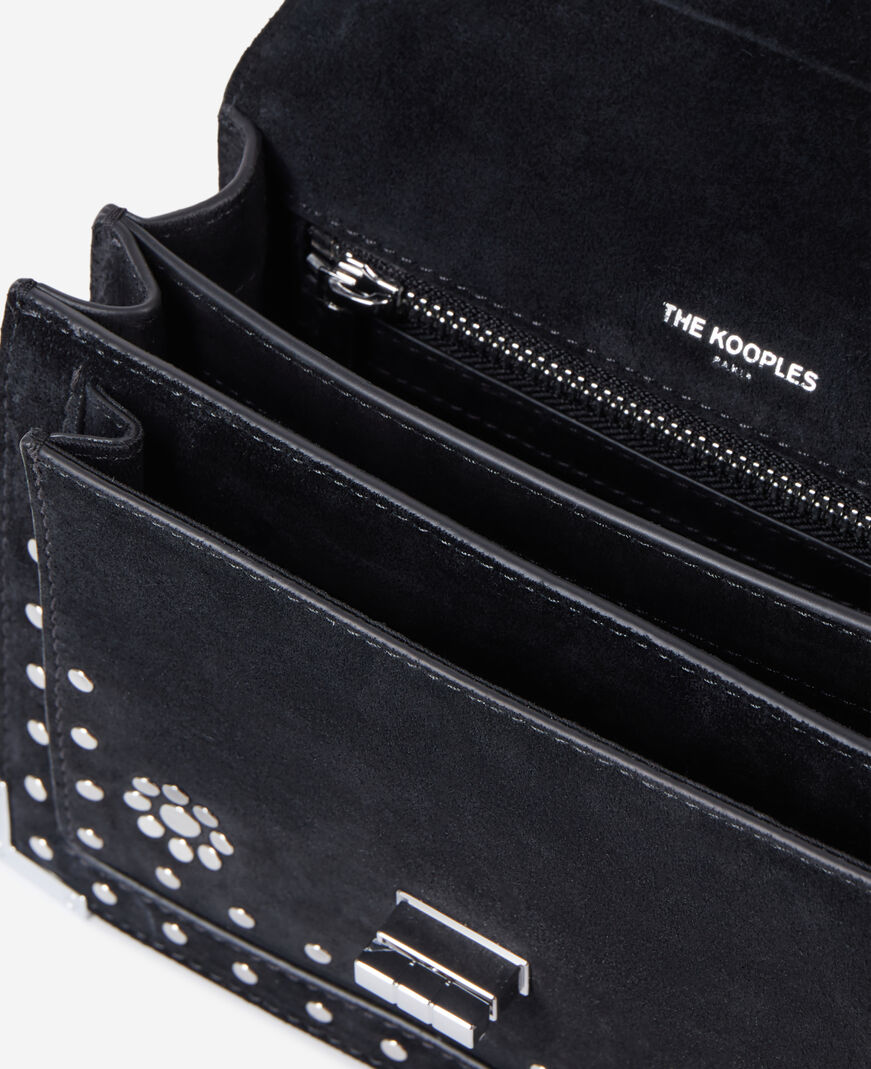 The Kooples WOMEN BLACK black leather emily small bag with studs