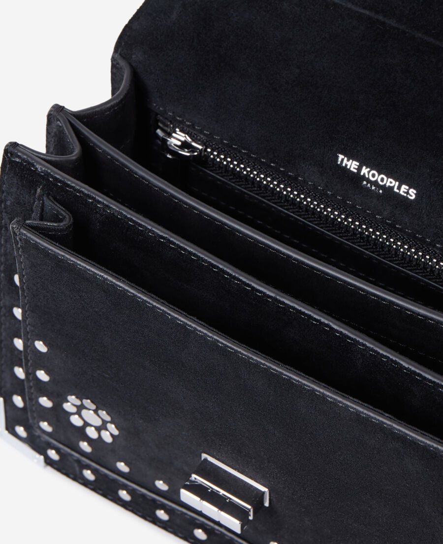 The Kooples WOMEN BLACK black leather emily small bag with studs