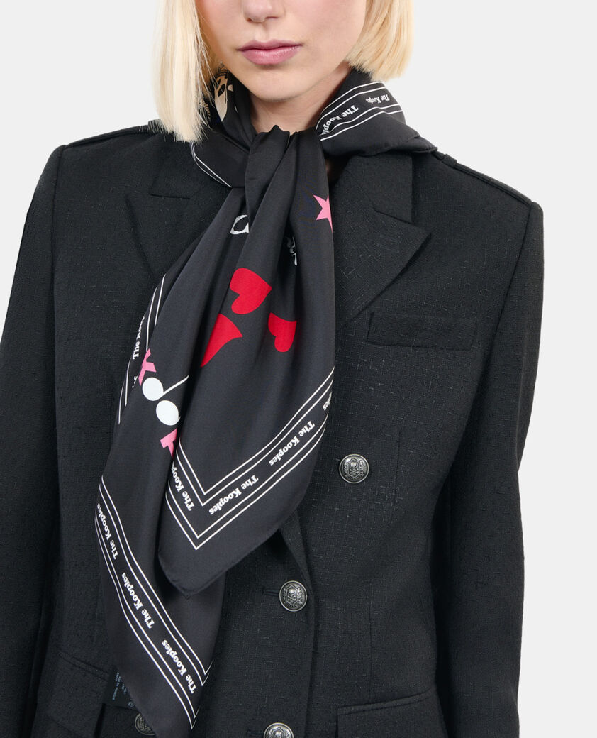 The Kooples FEMME BLACK foulard en soie imprim&eacute;e
