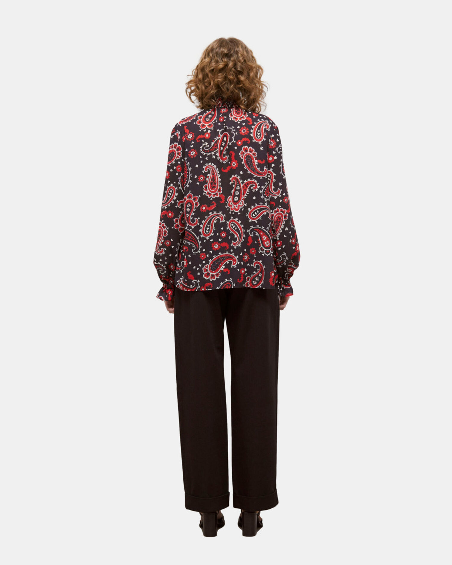 Printed blouse, BLACK - RED, hi-res image number null