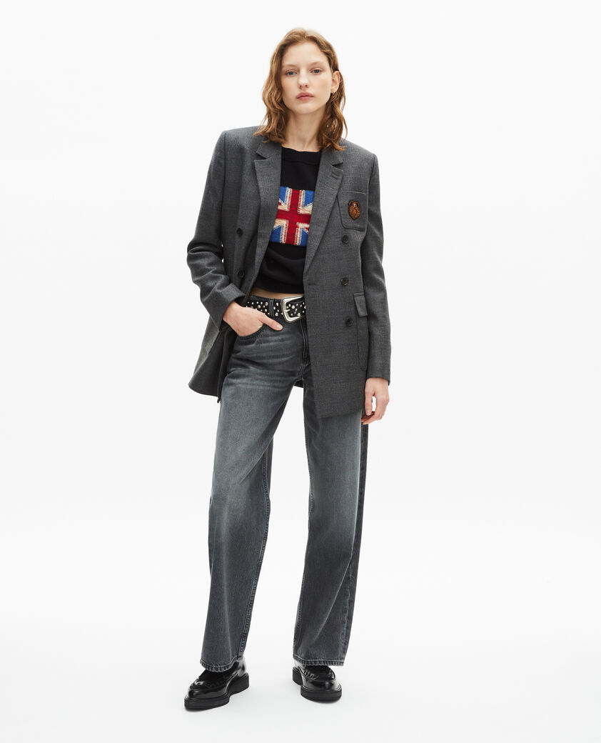 The Kooples WOMEN BLACK dark grey suit jacket