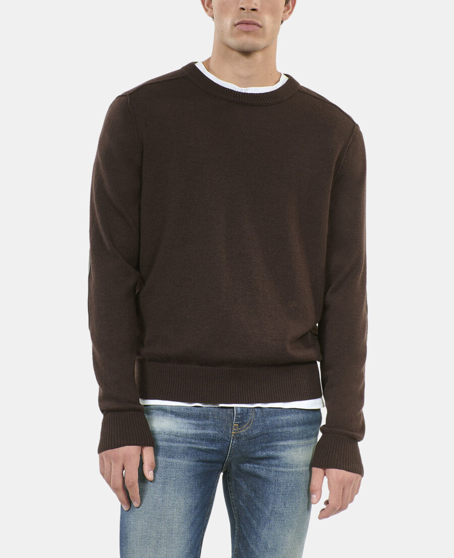 The Kooples MEN DARK BROWN brown wool sweater