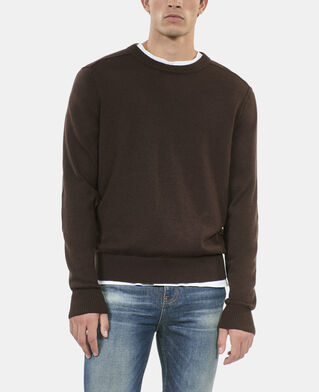 The Kooples MEN DARK BROWN brown wool sweater