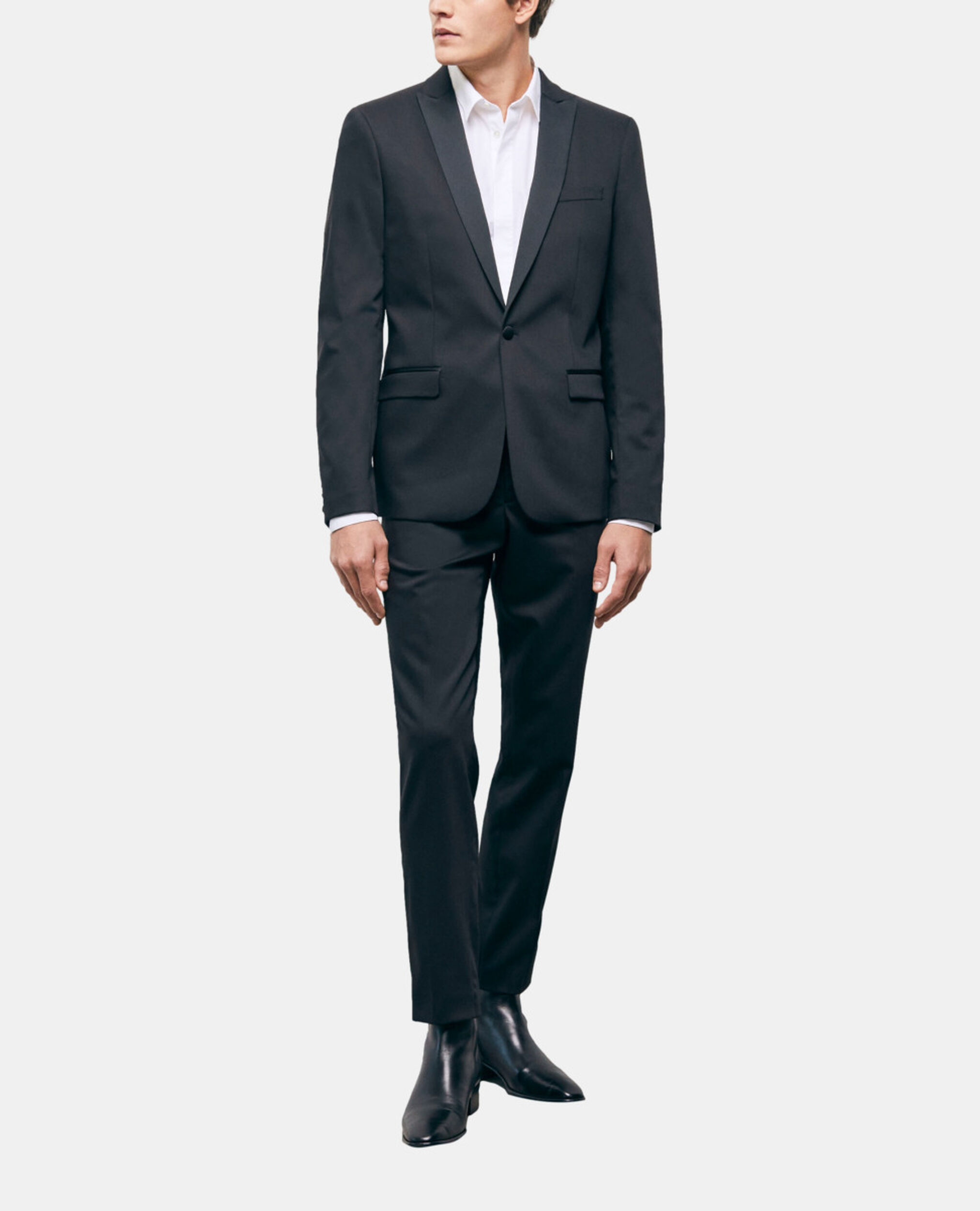 Schwarze Smokingjacke aus Wolle, BLACK, hi-res image number null