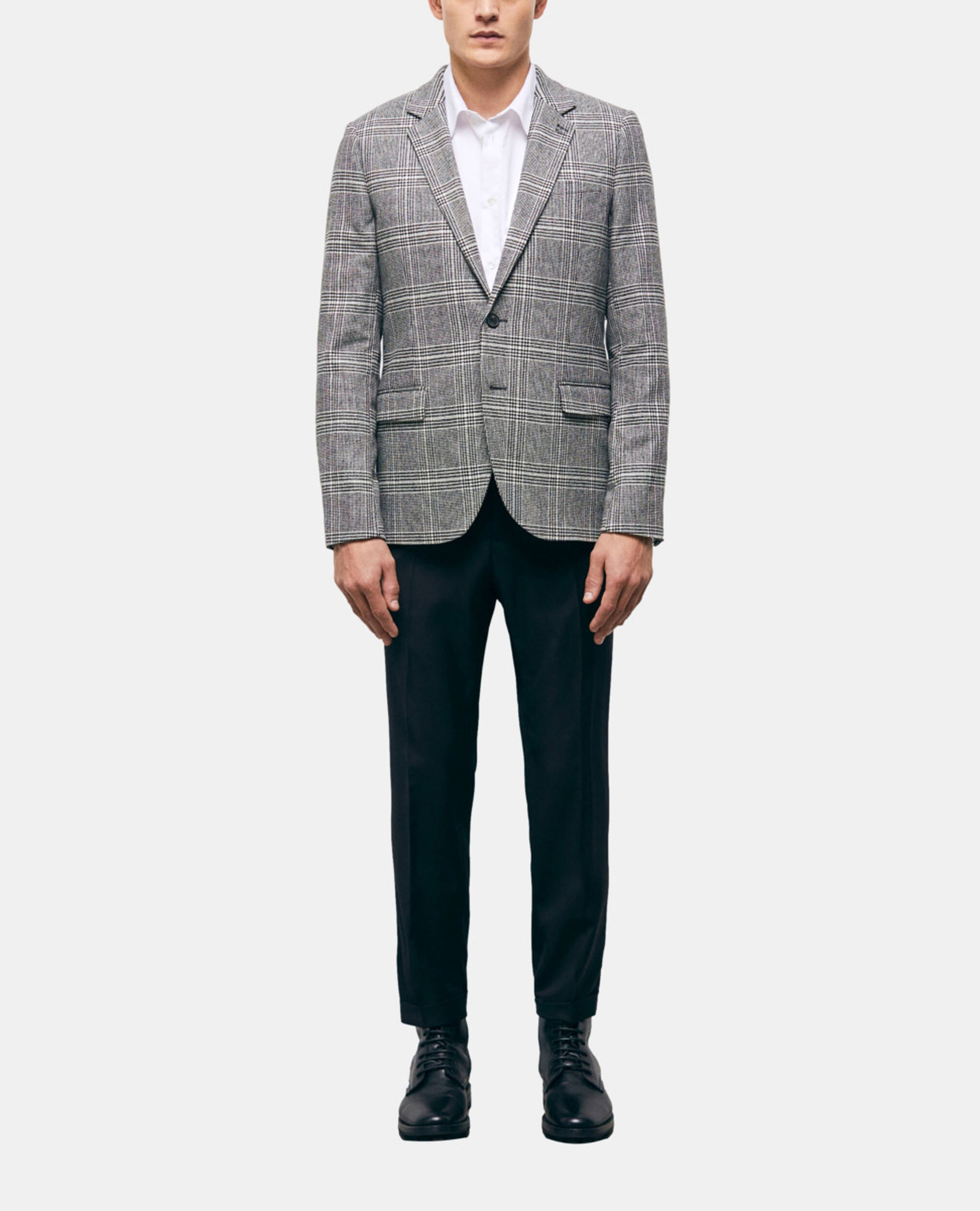 Wool suit jacket with check motif, BLACK WHITE, hi-res image number null