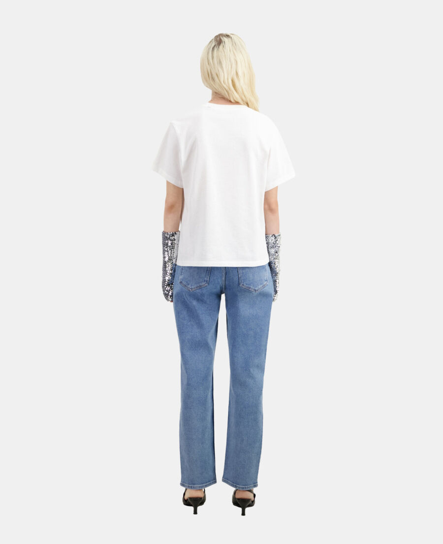 The Kooples F WHITE white t-shirt with snake leopard flocking