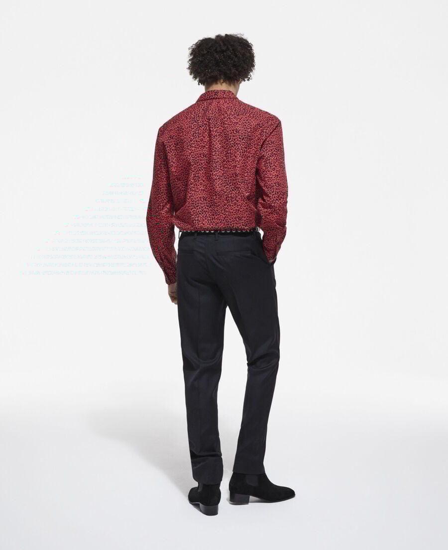 The Kooples H RED / BLACK red leopard print shirt with classic collar