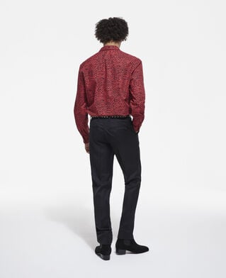 The Kooples H RED / BLACK red leopard print shirt with classic collar