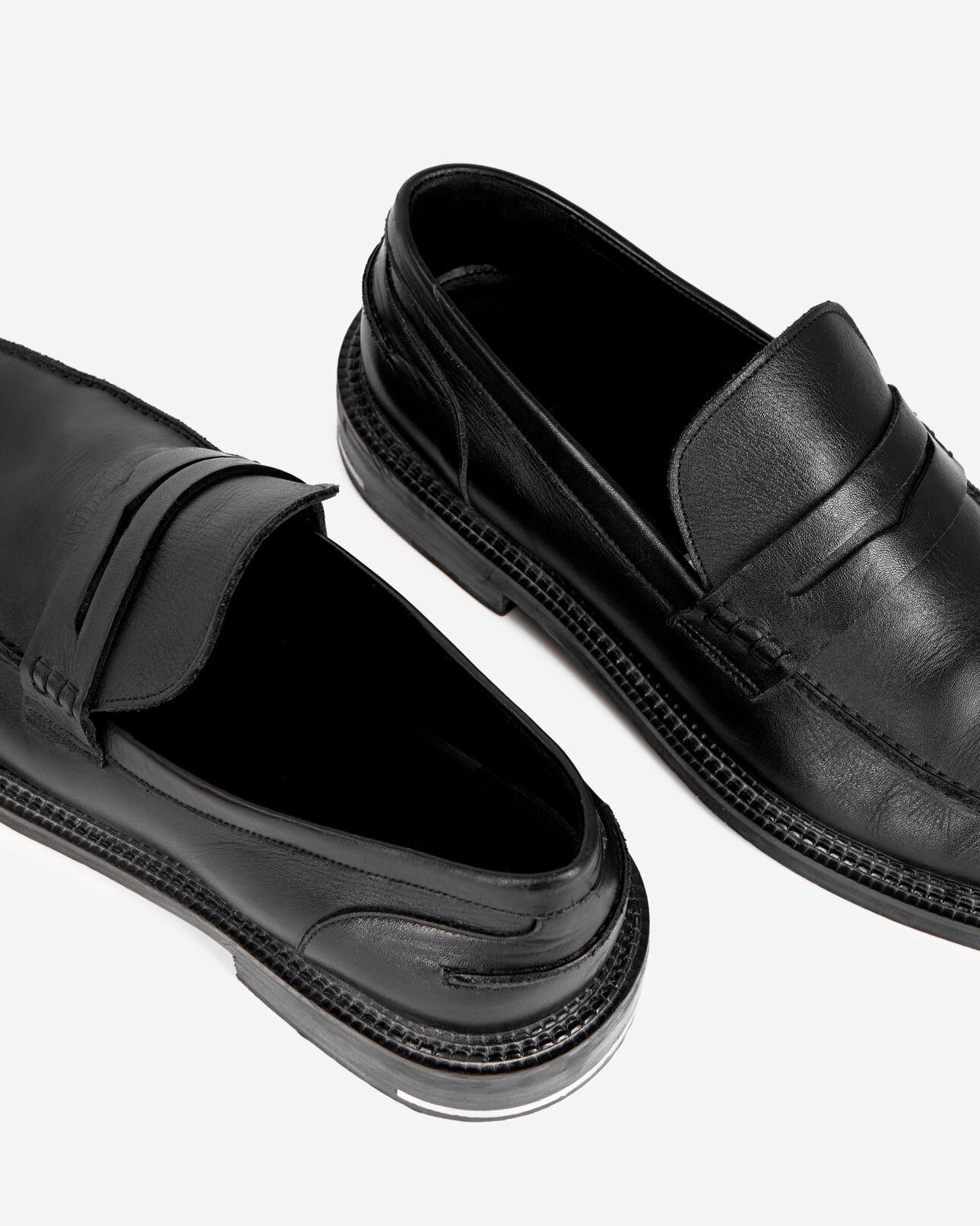 The Kooples HOMME BLACK mocassins penny en cuir noirs