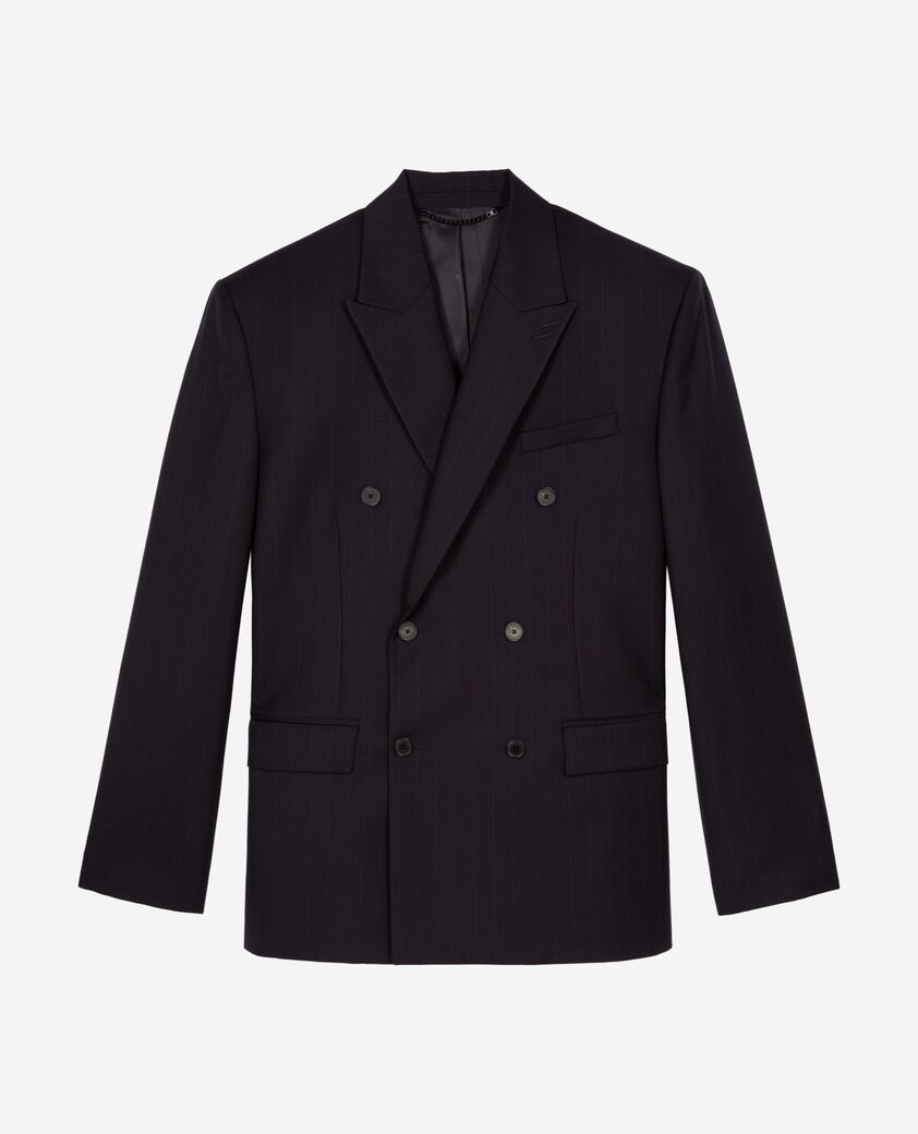 The Kooples HOMME NAVY-RED veste de costume crois&eacute;e &agrave; rayures marine