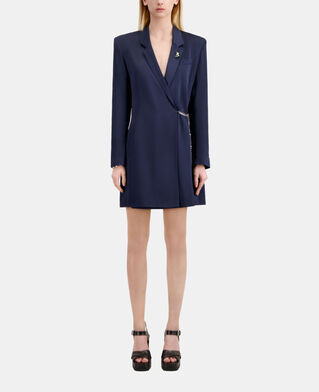 The Kooples F NAVY short navy blue dress with chain